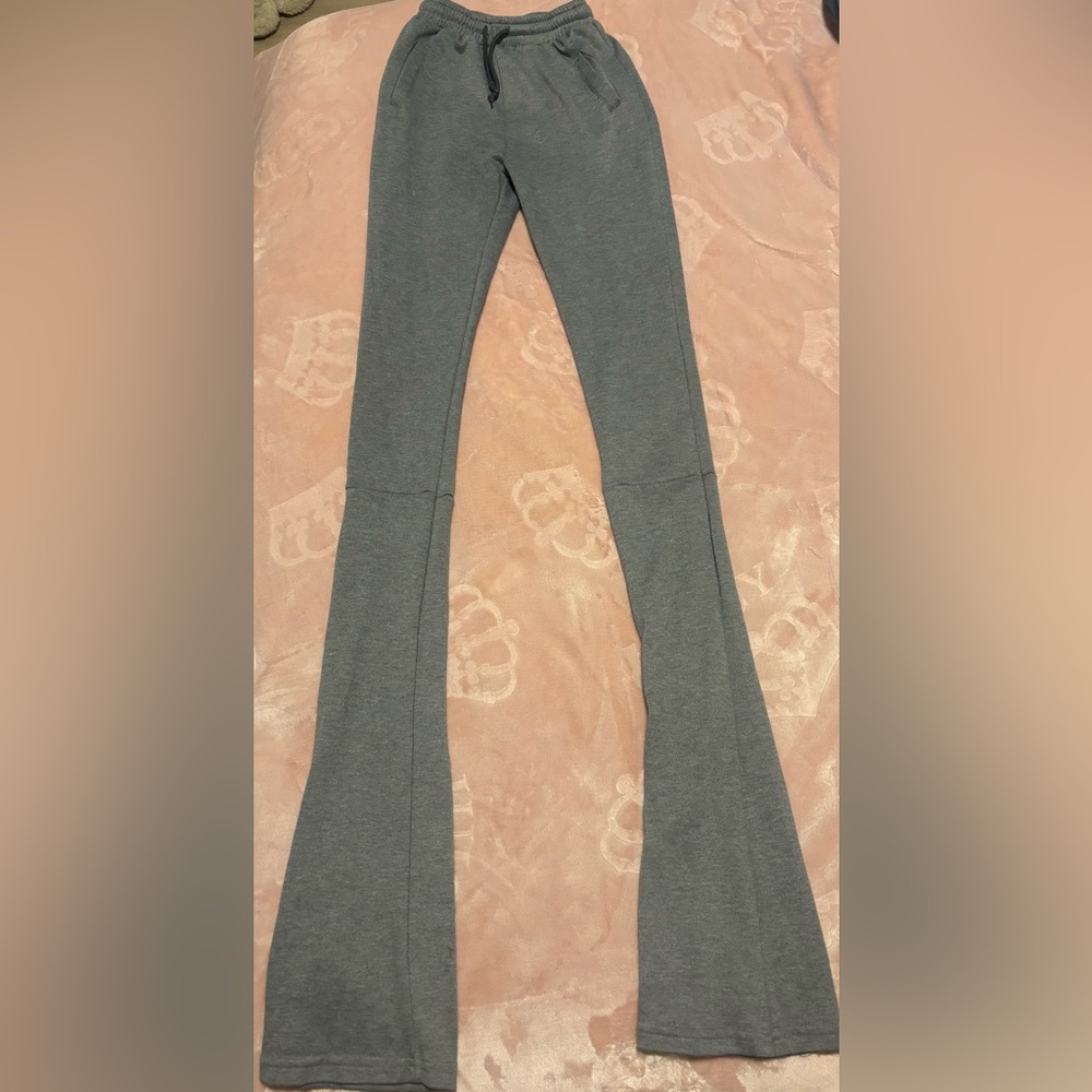 Long Gray Flared Pants
